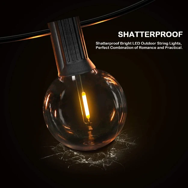 G40 Outdoor Bulb String Lights Hanging - IP44 Rainproof G40 Globe LED Bulbs - Image 5