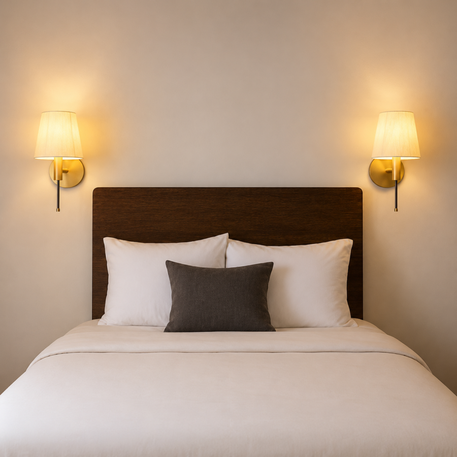 Weldecor Modern Wall Lamp/Lights with Fabric Shade Wall Decorative fancyc Brushed Bronze Finish, Bedroom Bedside Lamp,Living Room